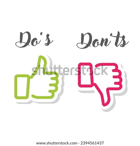 Do and Don't or Like und Unlike icons with positive and negative symbols.