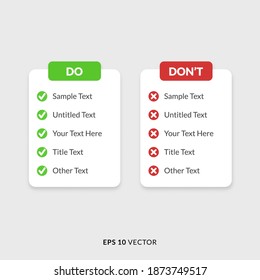 Do and Dont List Infographic - EPS 10 Vector