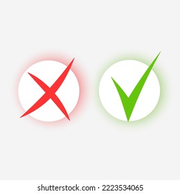 Do And Don't Simple Icons, Hand Drawn. Green Check Mark And Red Cross, Used To Indicate Rules Of Conduct Or Response Versions. Vector Elements