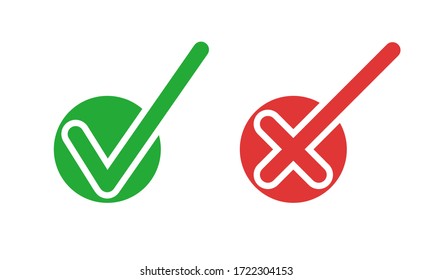 Do And Don't Simple Icons, Vector Elements. Green Check Mark And Red Cross, Used To Indicate Rules Of Conduct Or Response Versions. 