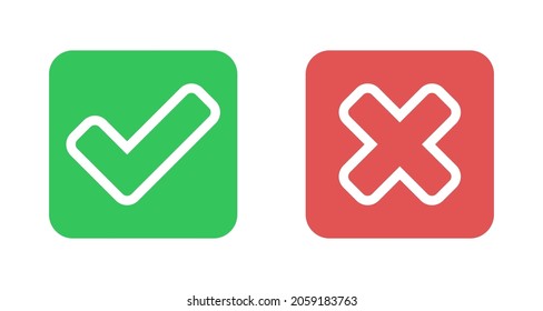 Do And Don't Simple Icons. Vector Elements. Green Check Mark And Red Cross, Used To Indicate Rules Of Conduct Or Response Versions.