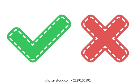 Do and Don't simple icons. Vector elements. Green check mark and red cross, used to indicate rules of conduct or response versions.