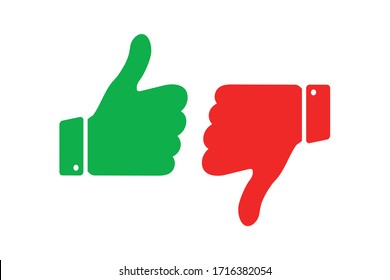Do and Don't symbols in perspective. Thumbs up and thumbs down circle emblems. Like and dislike icons set. Vector illustration.