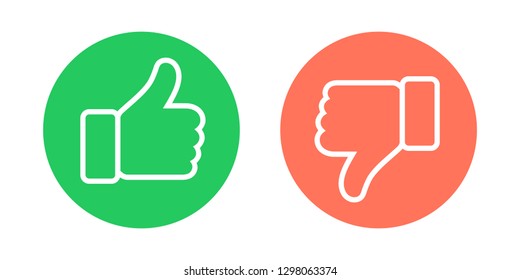 Do and Don't symbols. Thumbs up and thumbs down circle emblems. Vector illustration.