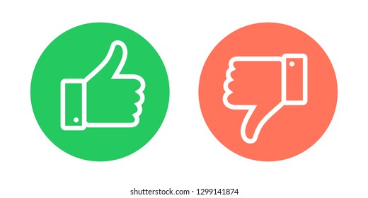 Do and Don't symbols. Thumbs up and thumbs down circle emblems. Vector illustration.