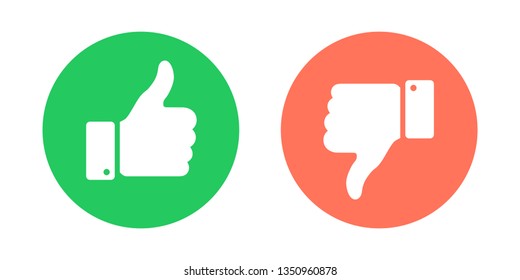 Do and Don't symbols. Thumbs up and thumbs down circle emblems. Vector illustration.