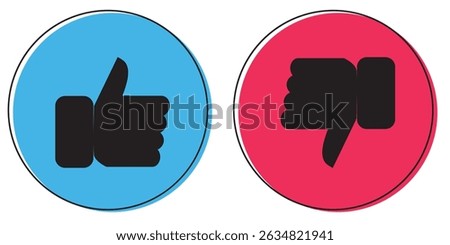 Do and Don't symbols. Thumbs up and thumbs down circle emblems. Like and dislike icons set. Design Elements for ad, marketing, app and more. Vector illustration.