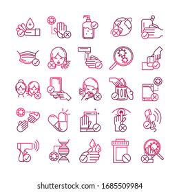 do and donts prevent spread of covid19 icons vector illustration gradient icon