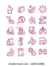 do and donts prevent spread of covid19 icons vector illustration gradient icon
