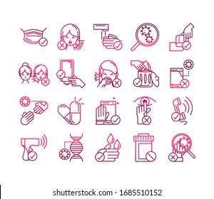 do and donts prevent spread of covid19 icons vector illustration gradient icon