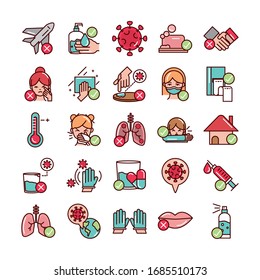 do and donts prevent spread of covid19 icons vector illustration line and file icon