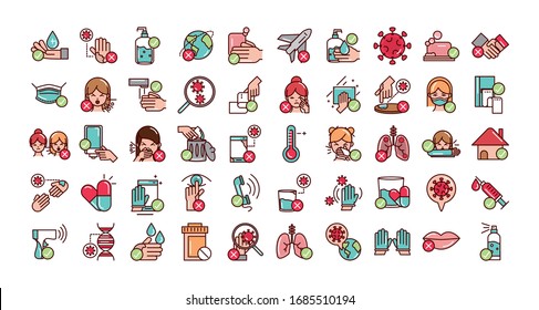 verhindert die Verbreitung von covid19 Icons Vektorillustration Illustration und Dateisymbol