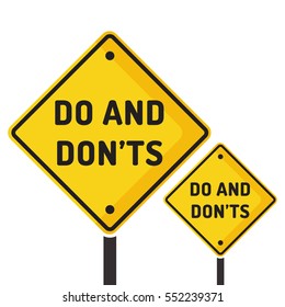 Do and don'ts. Road sign icon. Flat vector illustration on white background.