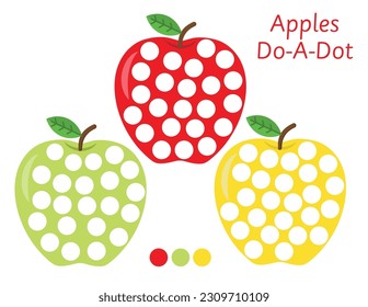 Haz una pintura de puntos para los niños. Juego educativo para niños pequeños y preescolares. Manzanas, otoño, actividad de caída