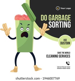 Do garbage sorting use dustbin banner design. Vector graphic illustration.