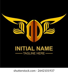 DO Golden Wing Emblem Logo with elegant gold wings, sleek and modern design. Ideal for branding, creative projects, luxury businesses, or artistic ventures.