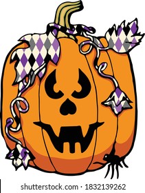 Do Halloween in style with this fabulaous jack o lanterns.  This illustrations feature a pumpkin in different patterns including buffalo plaid or leopard print. 
