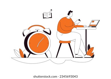 Hacer deberes, Ilustración de estilo plano empresarial
