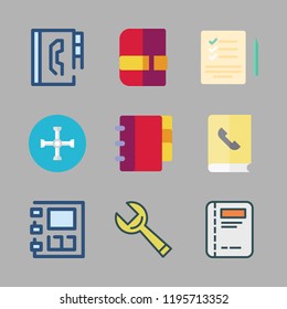 do icon set. vector set about wrench, agenda and list icons set.