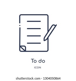 to do icon from user interface outline collection. Thin line to do icon isolated on white background.