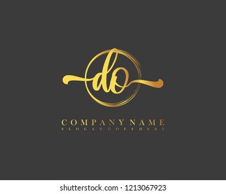 DO initial handwriting logo circle template vector