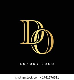 do initial letter vector logo in gold color on black background.