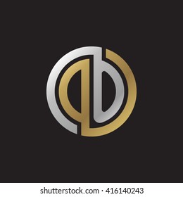 DO initial letters linked circle elegant logo golden silver black background