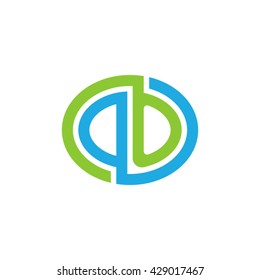 DO initial letters looping linked ellipse logo blue green