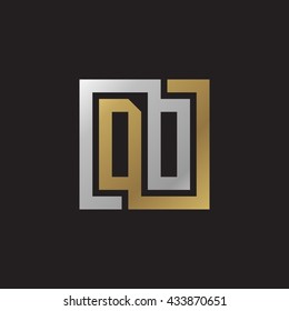DO initial letters looping linked square elegant logo golden silver black background