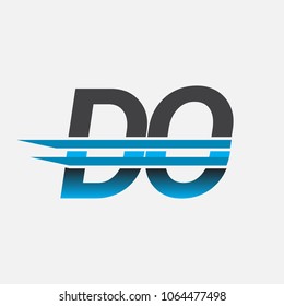 DO initial logo company name colored black and blue, Simple and Modern Logo Design.
