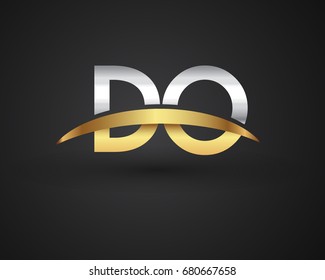 DO initial logo company name colored gold and silver swoosh design. vector logo for business and company identity.

