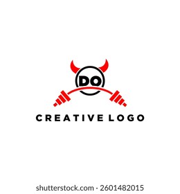 DO initial monogram for fitnes or gym logo with devil style design