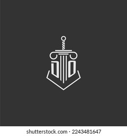 DO initial monogram law firm with sword and pillar logo design