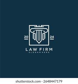 DO initial monogram logo for lawfirm with pillar design in creative square