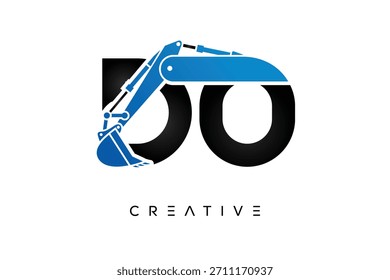 Logotipo de construcción de excavadoras de letras DO para ingeniería y Industrial