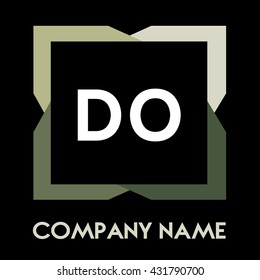 DO letters business logo creative  icon design template elements in abstract background logo, design identity in square with four colors, modern alphabet letters