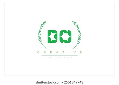 DO letters eco logo with leaf. Fresh nature and healthy leaf logo design.