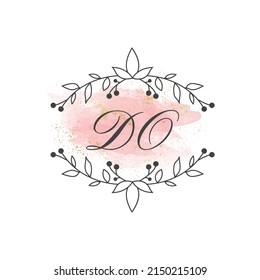 DO letters signature logo, Handwritten logo, DO, DO lettering, Letters DO, D and O logo with flower mandala, Brushstroke, floral and botanical logo, D and O alphabet
