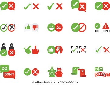 Do and don’t line icon set. Included icons as check, mark, good, bed, accept, deny, checklist and more.