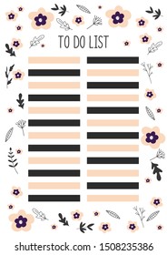To do list A4 printable page for planner, diary, notebook or organiser. 