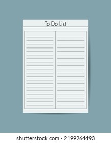 To do list, agenda, planner paper. Flat isolated icon on gray background