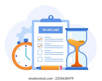 To do list agenda, reminder, target, checkmark, management, timeline, business planner, flat vector banner for landing page website