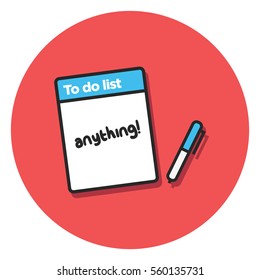 To Do List With Anything Written On It (Line Art Vector Illustration in Flat Style Design)