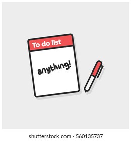 To Do List With Anything Written On It (Line Art Vector Illustration in Flat Style Design)