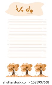 To do list for autumn with a cute one. Vector illustration in cartoon style.