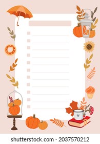 
to do list with autumn symbols