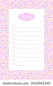 To do list blank template with check box, colorful confetti background