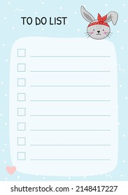 Do List Blue Background Rabbit Template Stock Vector (Royalty Free ...