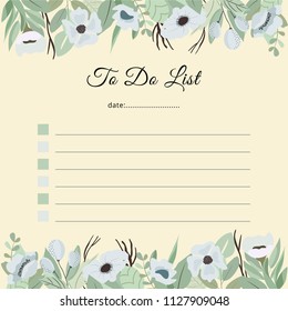 to do list with blue floral frame