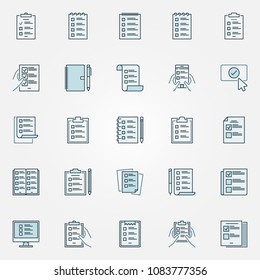 To Do List blue icons set - vector checklist and tasklist creative symbols or design elements